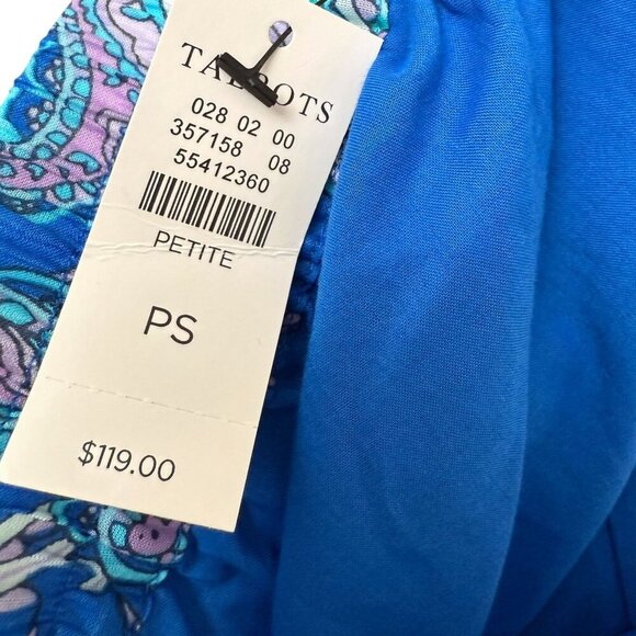 TALBOTS Tiered Midi Skirt Small Petite Blue Paisley Garden Cotton Boho NWT - Picture 8 of 11